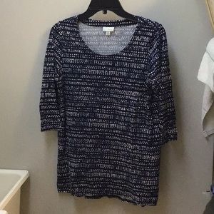 J Jill Medium Petite Tunic Blue Black White Dots